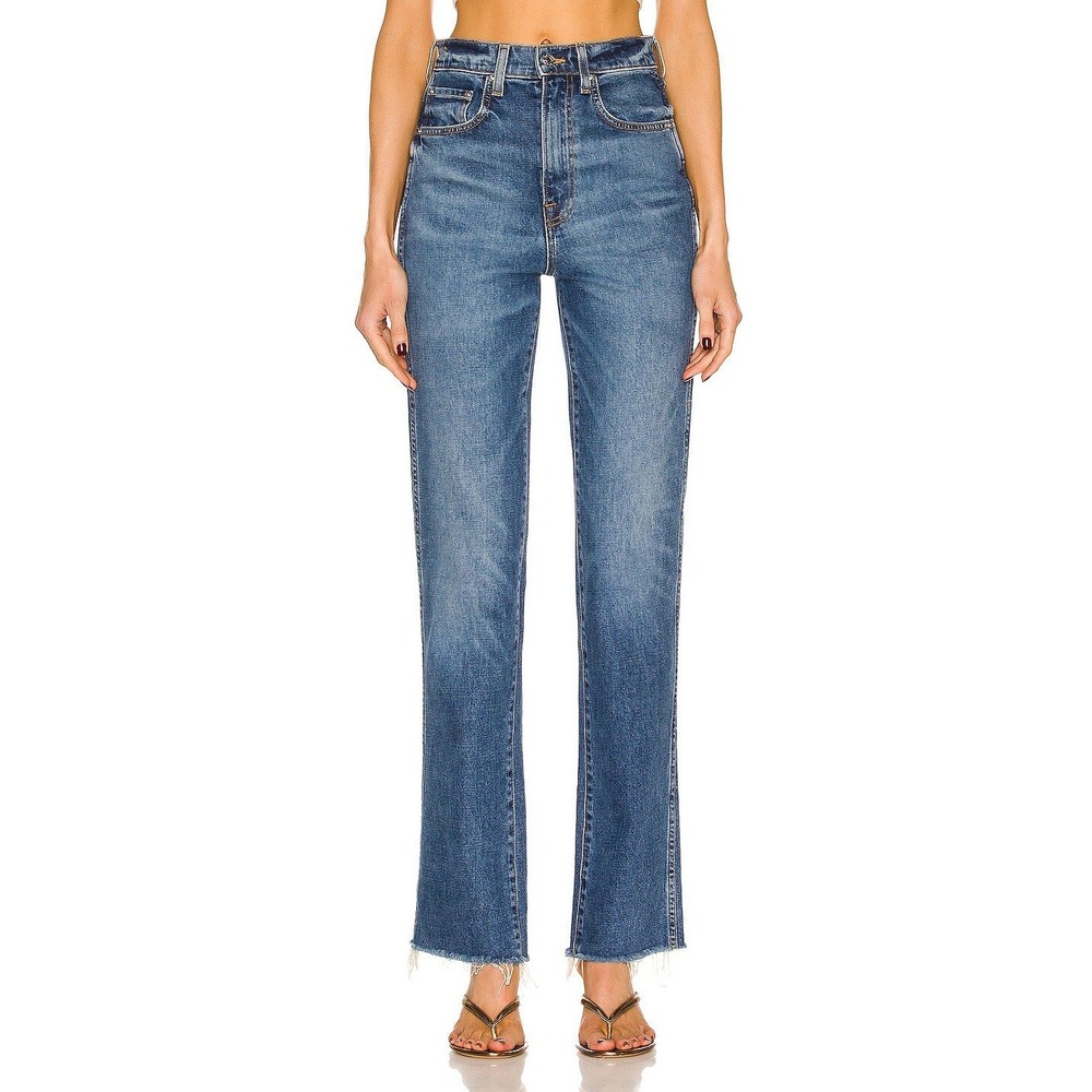 GRLFRND Women's The Sara Super High Rise Slim Straight Leg Denim Jeans Sz 28 NWT